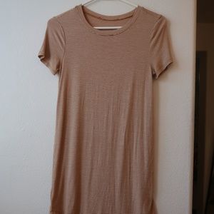 Yellow Mustard Stripe T-shirt Dress